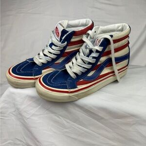 Vans High-Top Sneakers - Blue, Red, and White‎